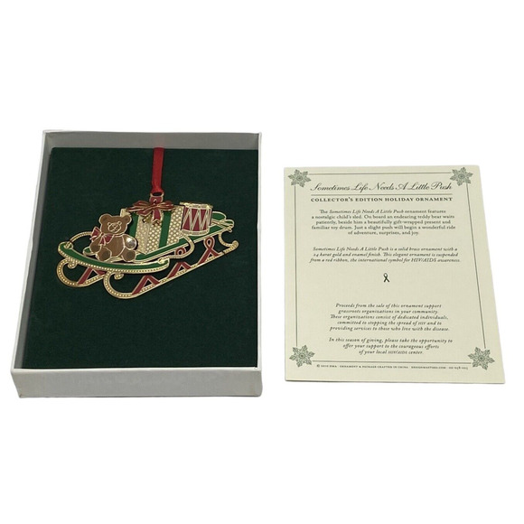 2010 Childs Sled Holiday Brass Ornament Collector’s Edition Sometimes Life Needs - Picture 3 of 12